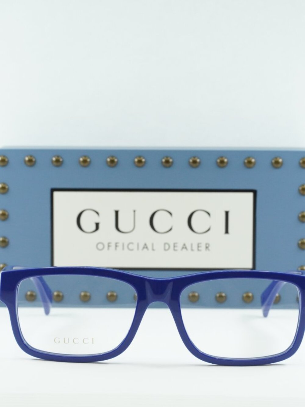 Gucci GG1141O 002 Rectangle Eyeglasses – Blue 56mm - Picture 2 of 10